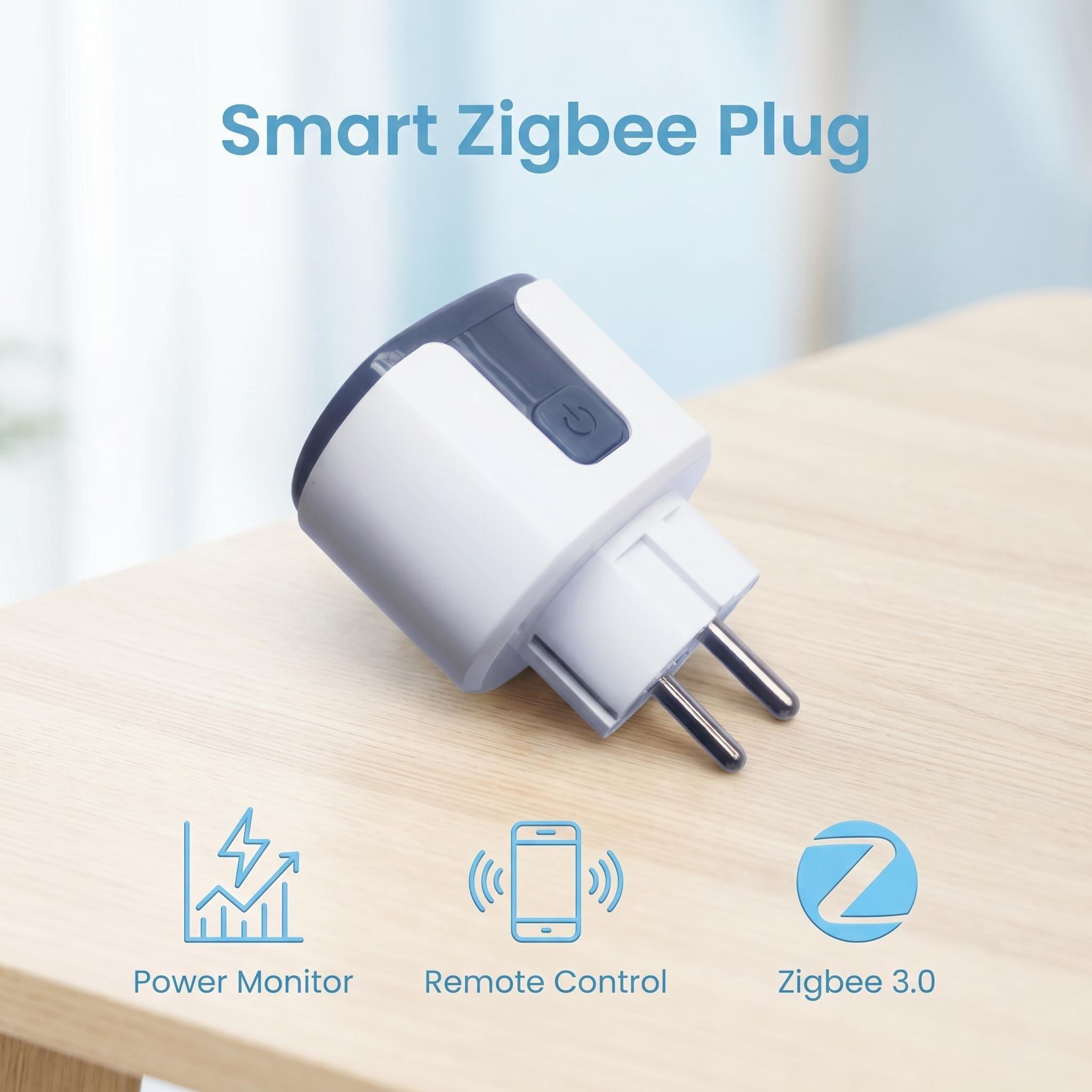 Lubeby Smart Zigbee Smart Plug with Energy Monitoring – Tuya Solution, Works with Alexa & Google Home